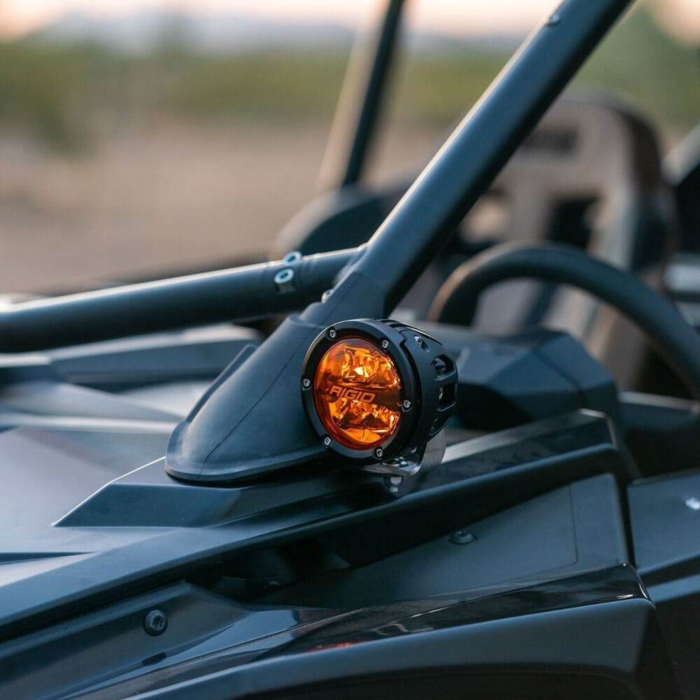 Rigid '17+ Polaris RZR Turbo R 360 Series Spot Amber PRO A-Pillar Mount Pod Light Kit