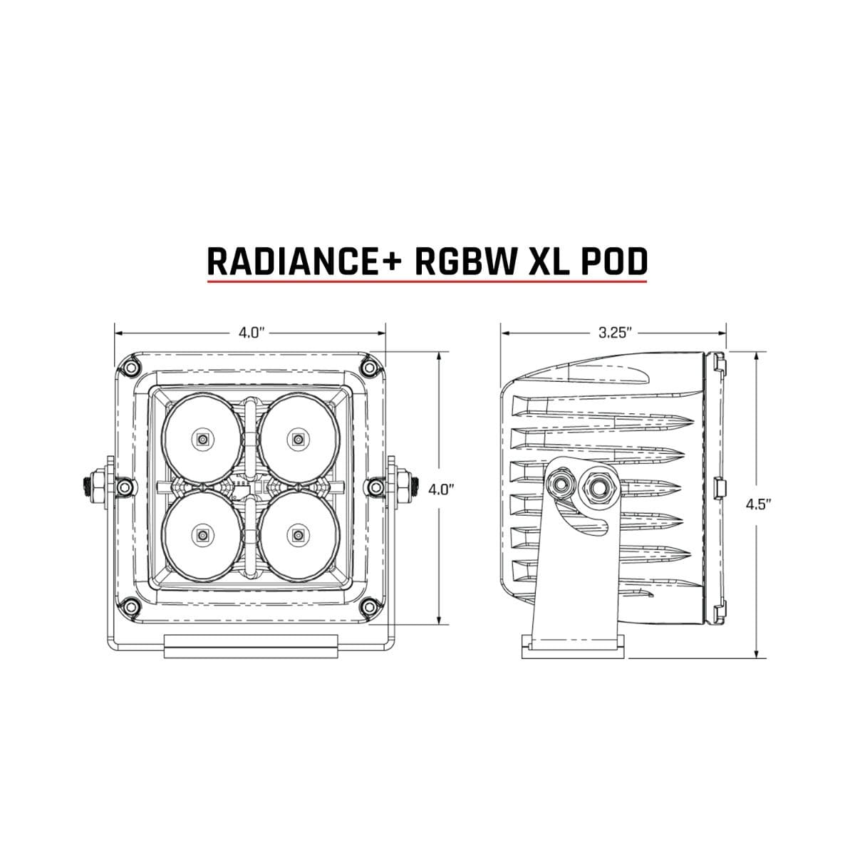 Rigid Radiance+ XL RGBW Spot Drive Surface Mount Pod Light - Pair
