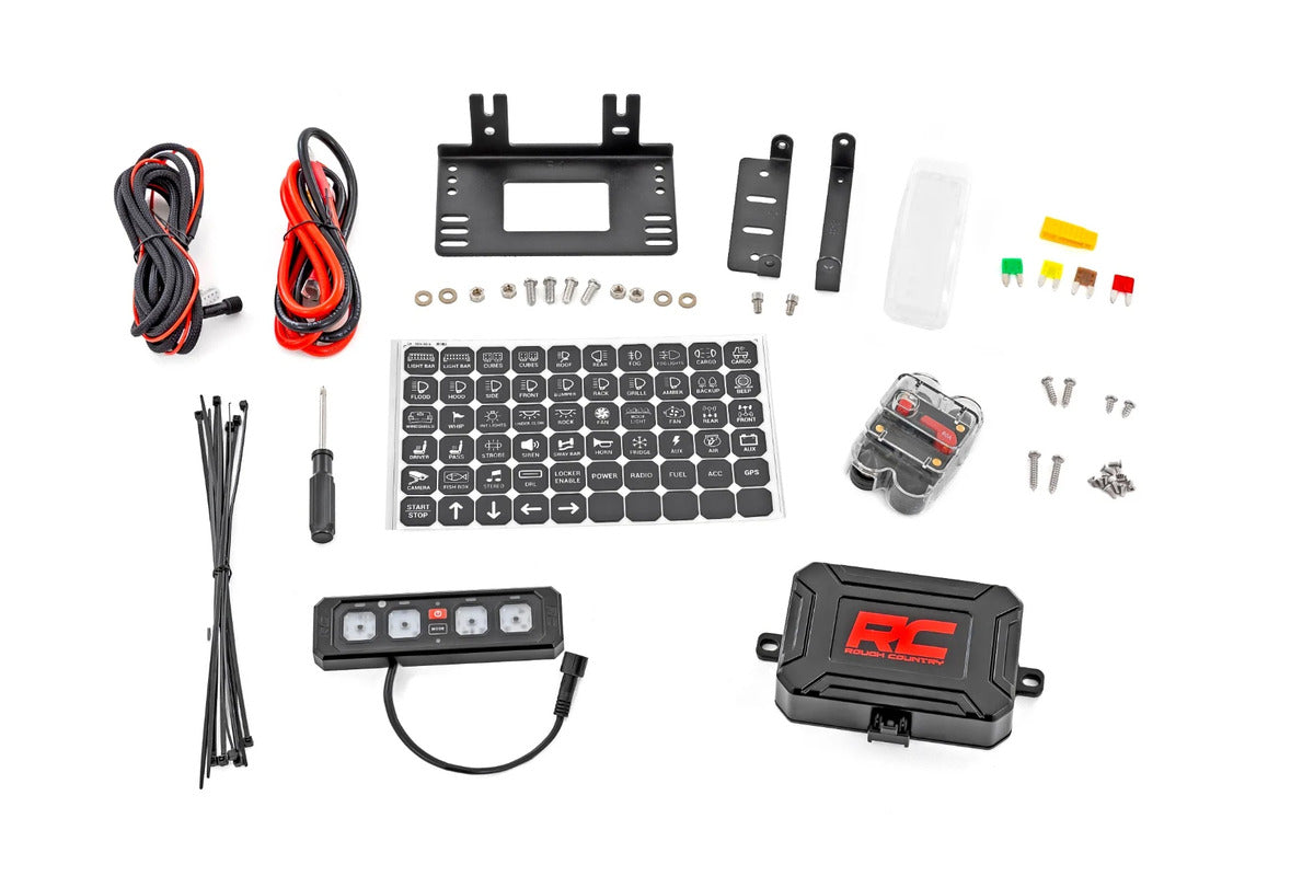 Rough Country Multifunction Modes RGB Backlit Buttons 4 Gang Switch Panel