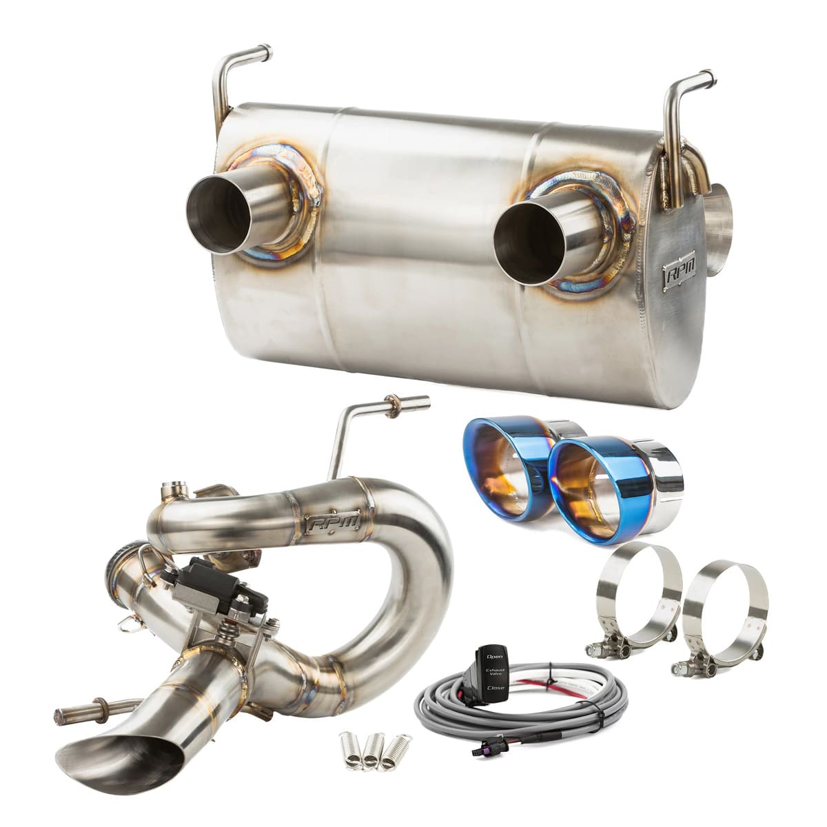 RPM Kawasaki Teryx H2 3/4 Exhaust – 2.5" Mid Pipe + Chambered Muffler/Straight or E-Valve Option