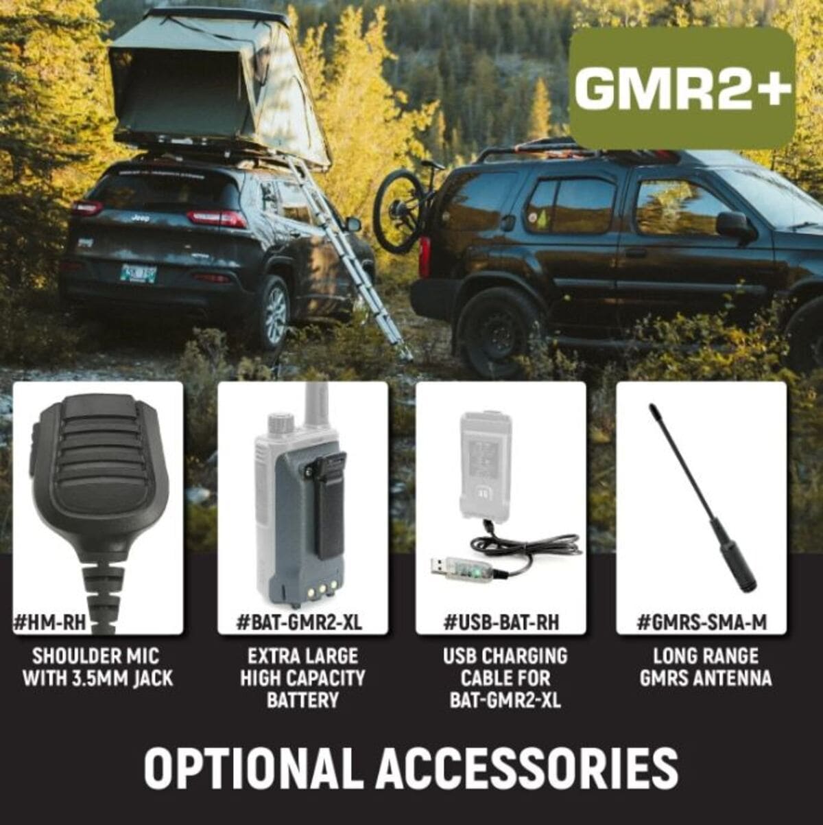 Rugged Radios 2 PACK - GMR2 PLUS GMRS and FRS Two Way Handheld Radios - Grey