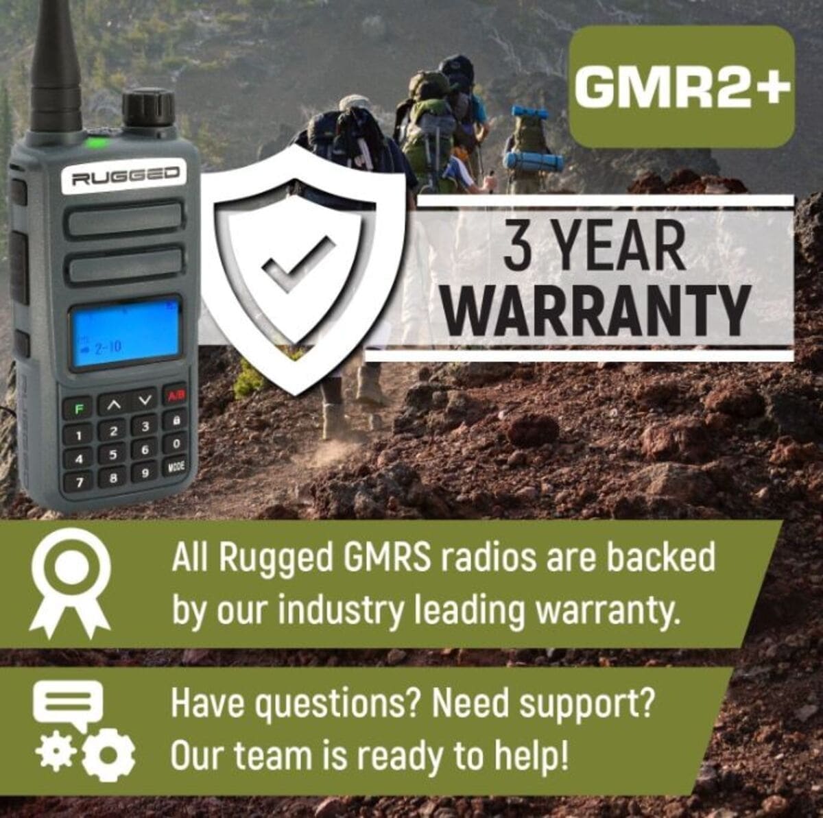Rugged Radios 2 PACK - GMR2 PLUS GMRS and FRS Two Way Handheld Radios - Safety Orange