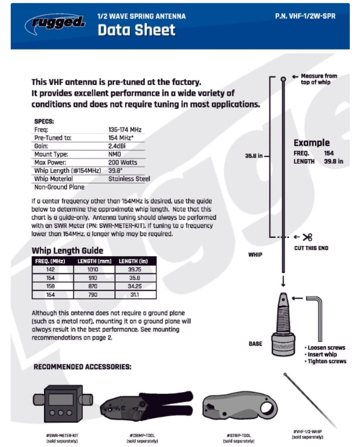 Rugged Radios 41" Replacement VHF Whip Antenna (PAIR)