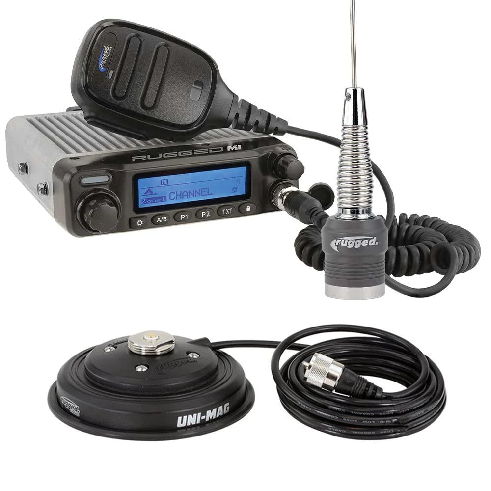 Rugged Radios Adventure Radio Kit - M1 Waterproof Powerful Business Band Mobile Radio Kit and External Speaker