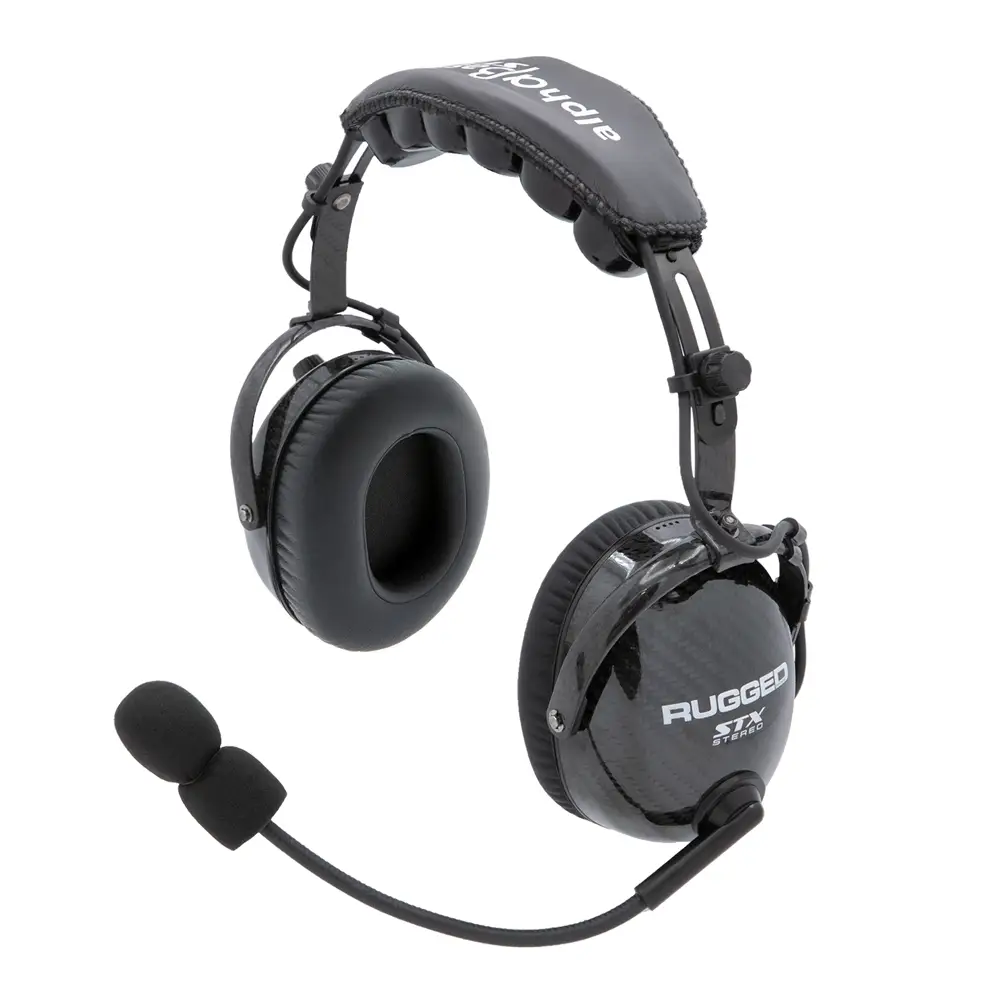Rugged Radios AlphaBass Carbon Fiber Headset for STEREO and OFFROAD Intercoms