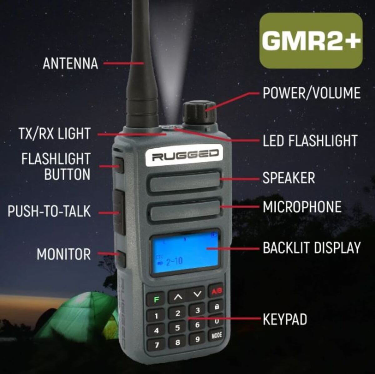 Rugged Radios GMR2 PLUS GMRS and FRS Two Way Handheld Radio - Safety Orange