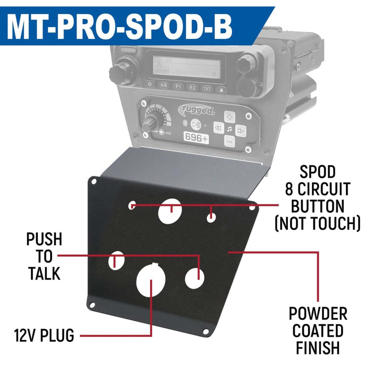 Rugged Radios Polaris RZR Pro XP/RZR Turbo R/RZR Pro R Lower Accessory Panel Dash Mount Radio & Intercom