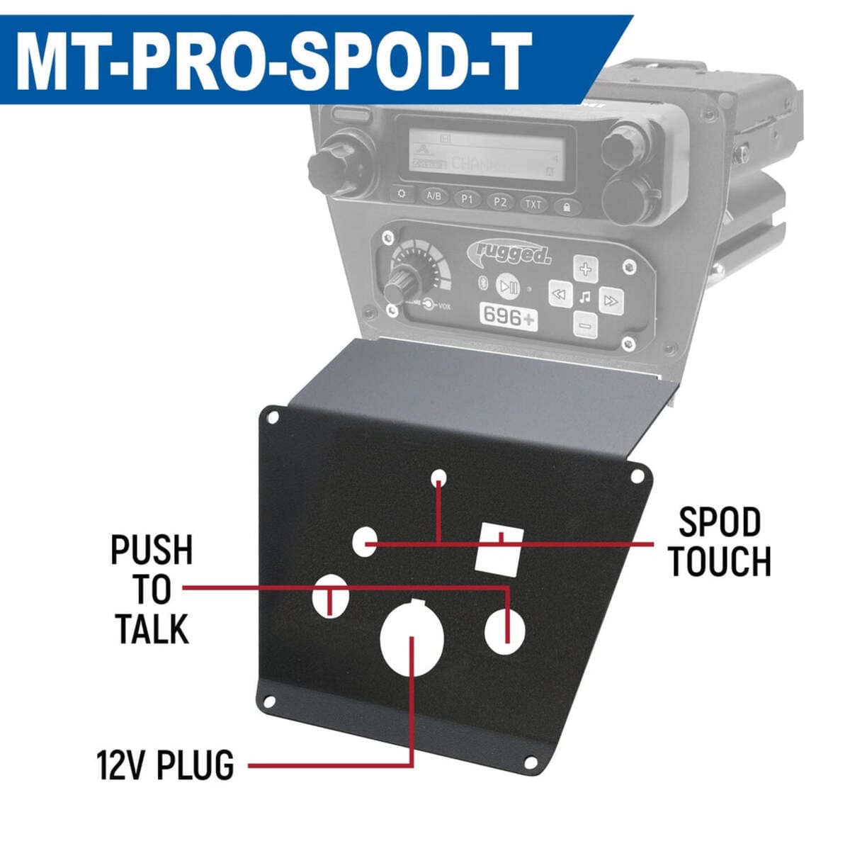 Rugged Radios Polaris RZR Pro XP/RZR Turbo R/RZR Pro R Lower Accessory Panel Dash Mount Radio & Intercom