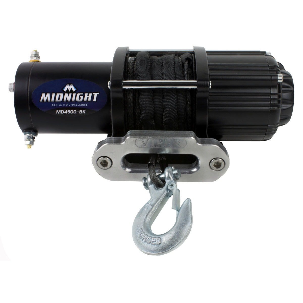 Viper Midnight 4500 lb ATV UTV Winch Kit with 50 feet BLACK Synthetic Rope