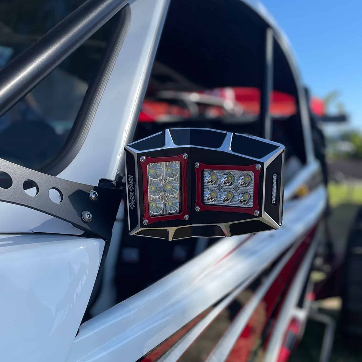 Sector Seven Sawtooth LED Light Mirrors with M10-1.25 Threaded Ball Mount - Black