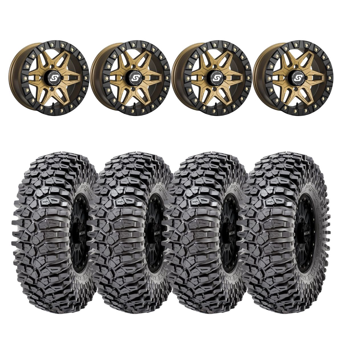 Sedona Black/Bronze Split 6 Beadlock & Maxxis Radial Roxxzilla Wheel & Tire Kit