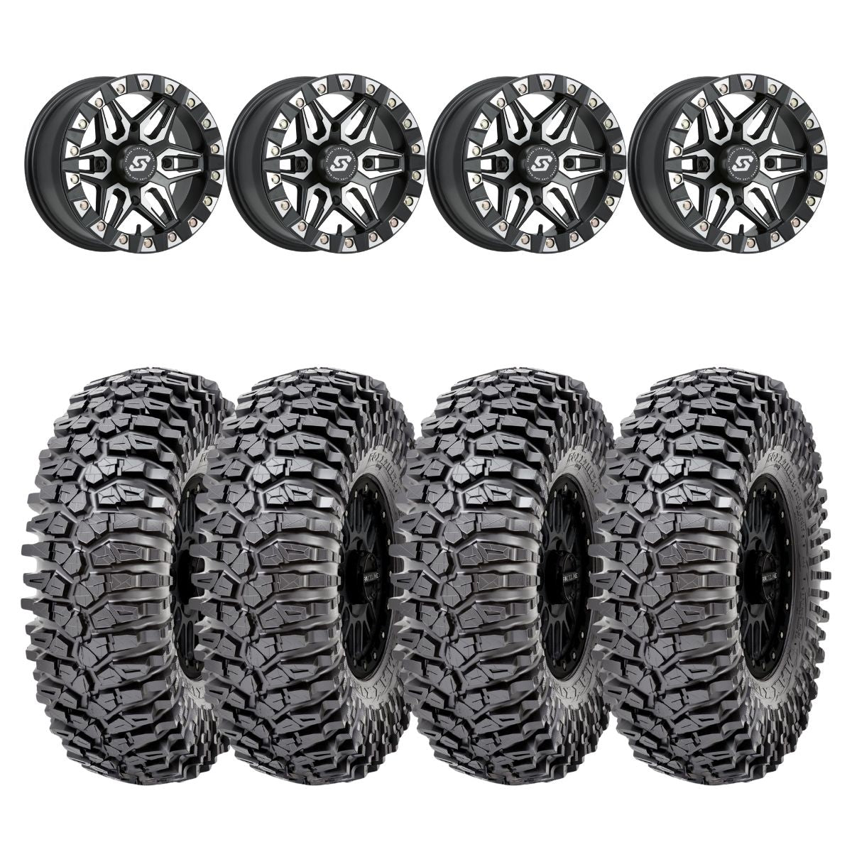 Sedona Black/Machined Split 6 Beadlock & Maxxis Radial Roxxzilla Wheel & Tire Kit