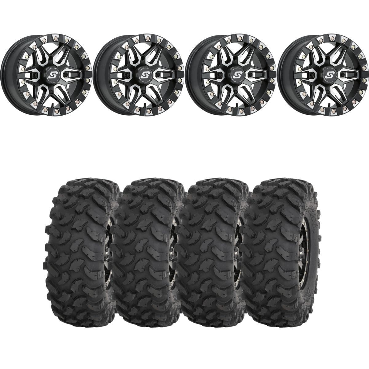 Sedona Black/Machined Split 6 Beadlock & System 3 Offroad XTR370 Wheel & Tire Kit