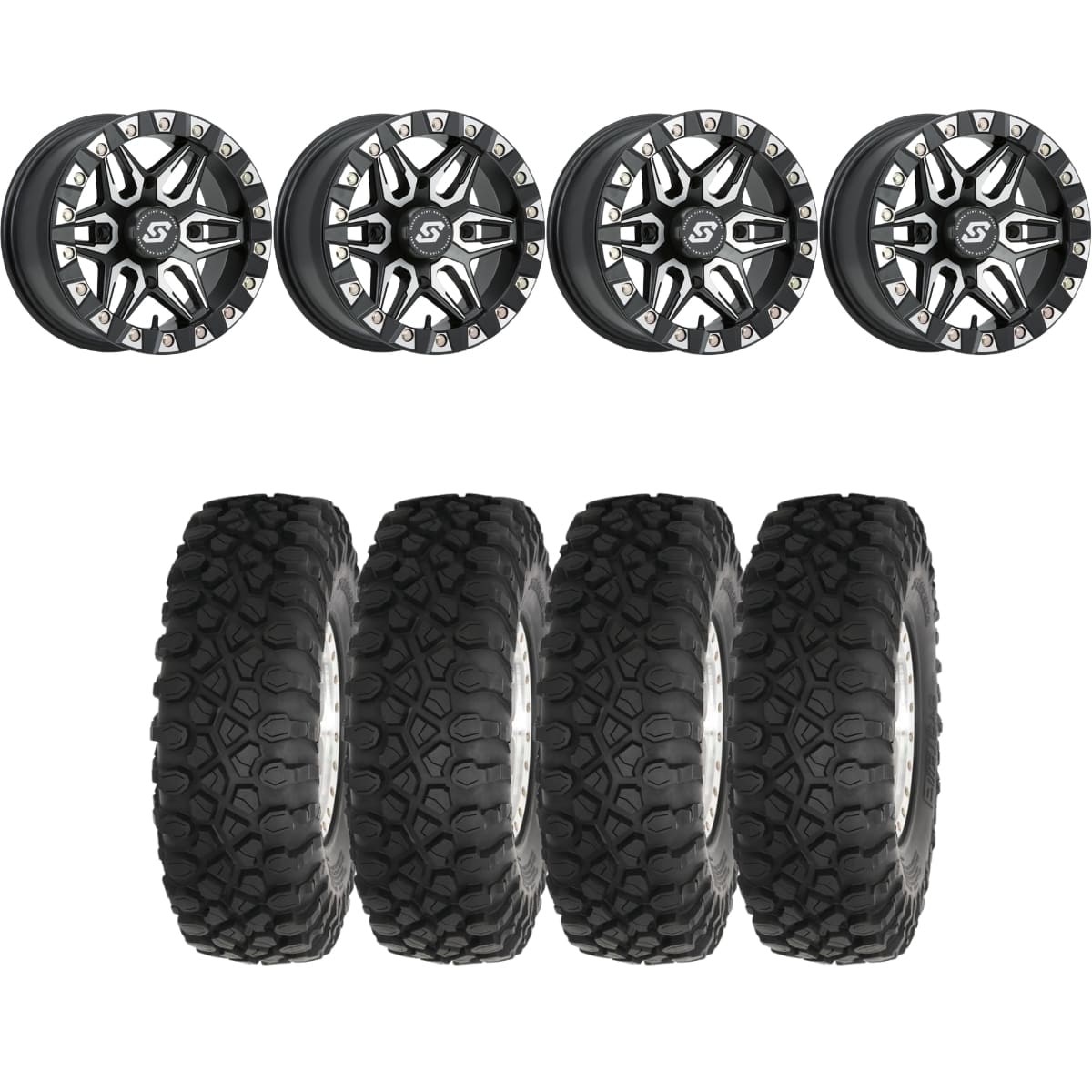 Sedona Black/Machined Split 6 Beadlock & System 3 XC450 Radial Wheel & Tire Kit