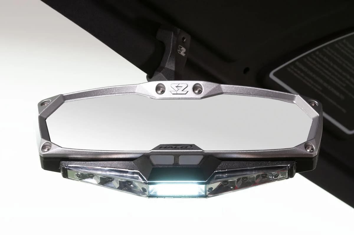 Seizmik 1.75″ Round Tube Halo-RA LED Rearview Mirror with Cast Aluminum Bezel