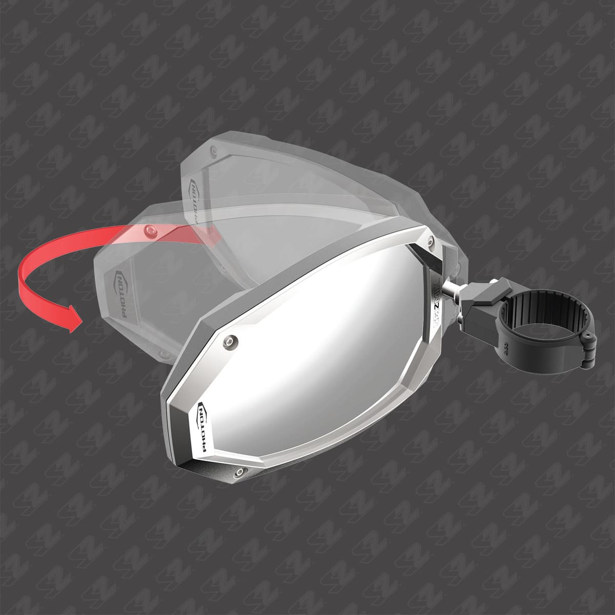 Seizmik 1.75″ Round Tube Photon Side View Mirror with Cast Aluminum Body & Bezel - Pair