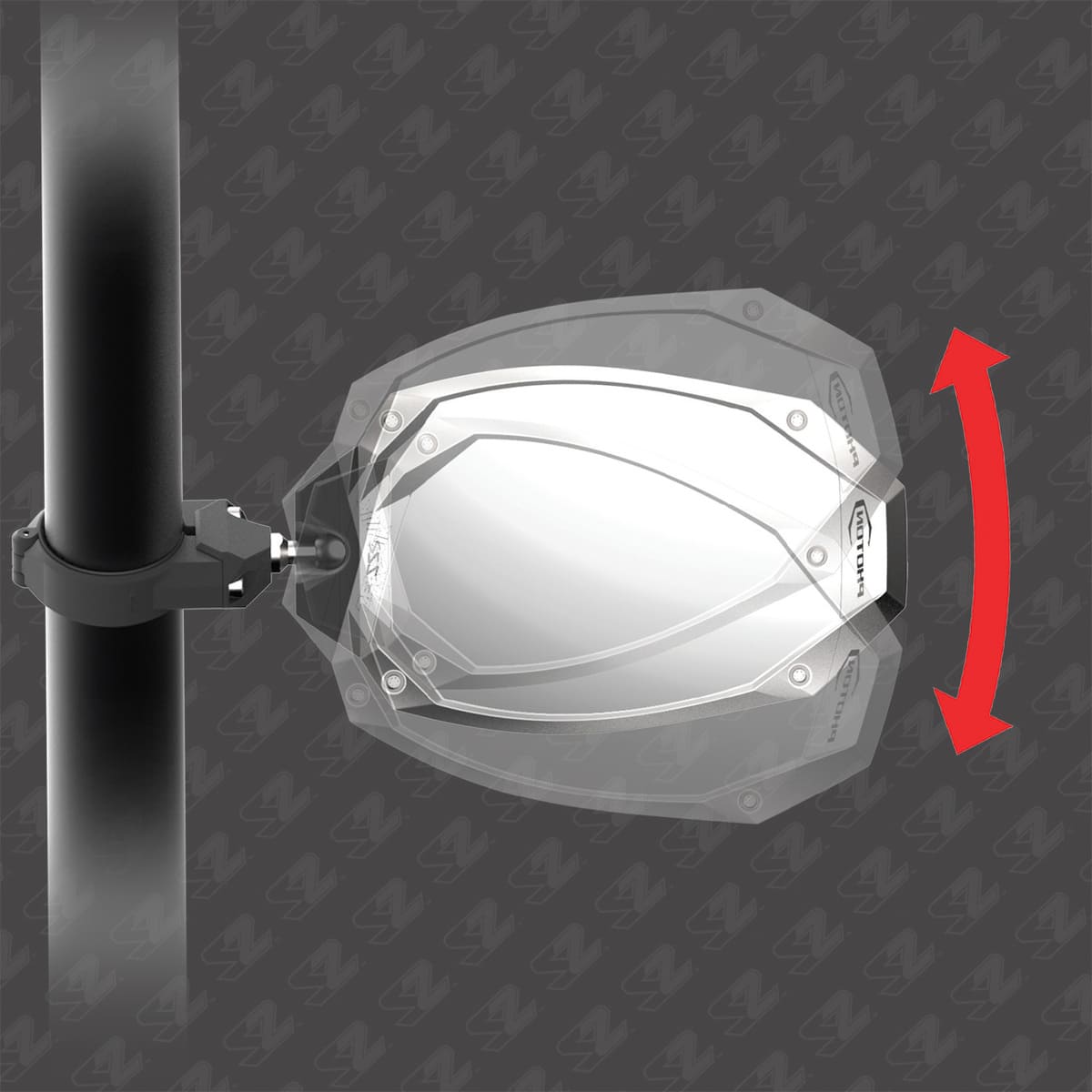 Seizmik 1.75″ Round Tube Photon Side View Mirror with Cast Aluminum Body & Bezel - Pair