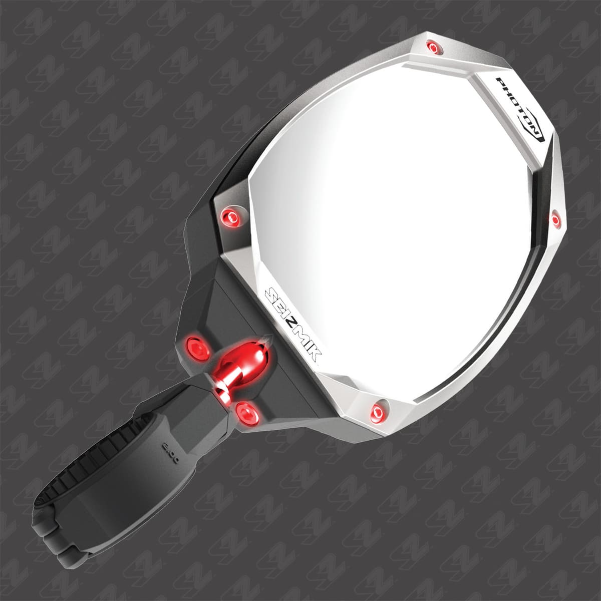 Seizmik 1.75″ Round Tube Photon Side View Mirror with Cast Aluminum Body & Bezel - Pair