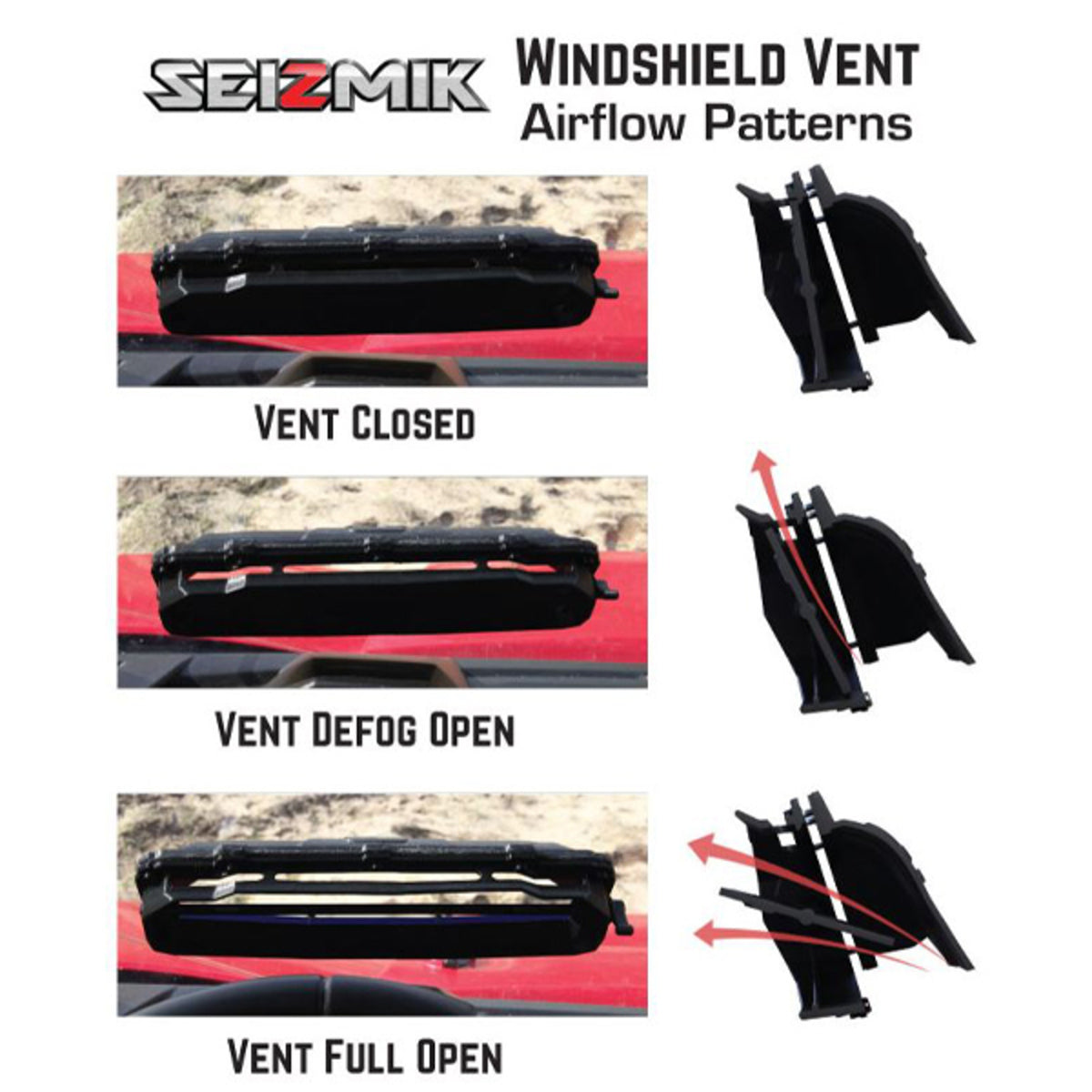 Seizmik '20-'26 Kawasaki KRX 1000 Versa Vent Hard Coated Poly Windshield