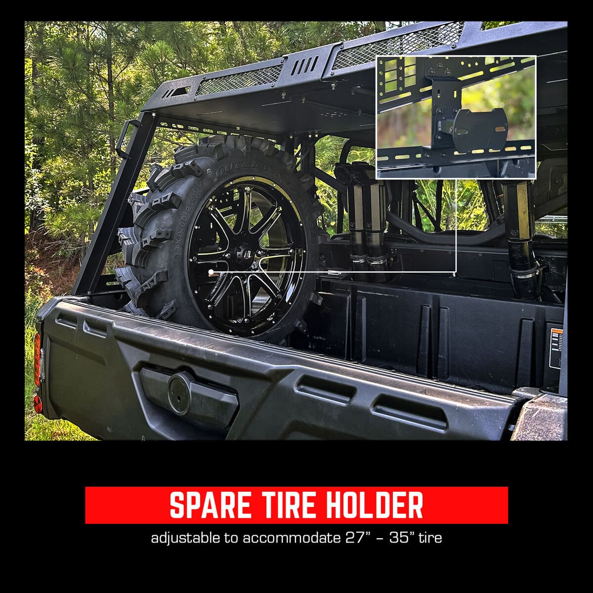 Seizmik Polaris Ranger & Can-Am Defender Bed Rack Spare Tire Holder