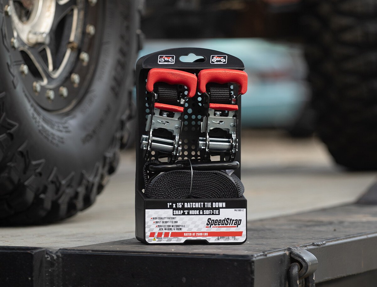 Speed Strap 1" x 15' Ratchet Tie Down with Snap 'S' Hooks and Soft Tie - 2 Pack