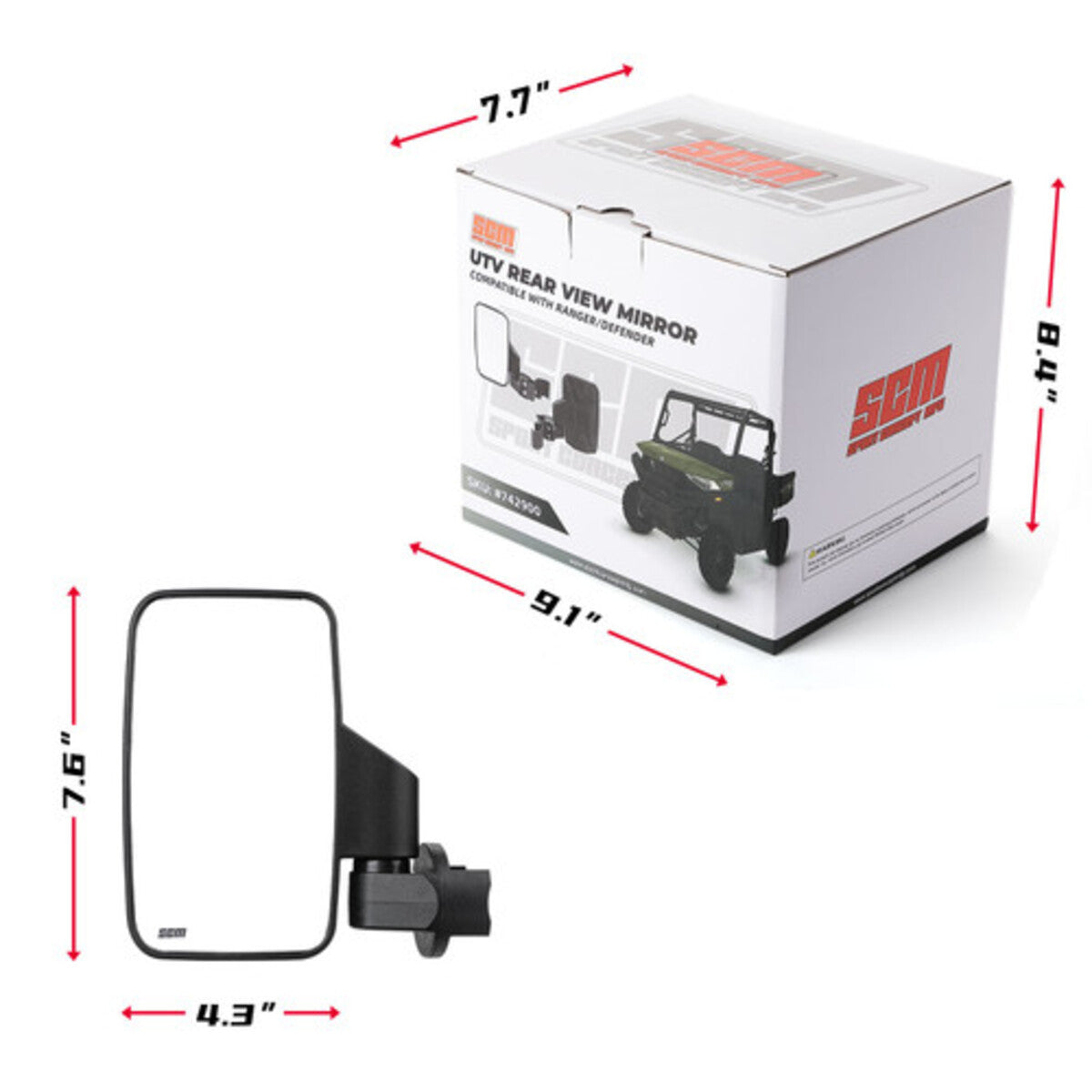 Spike SCM Side View Mirrors for Pro-Fit Roll Cages - 1 Pair