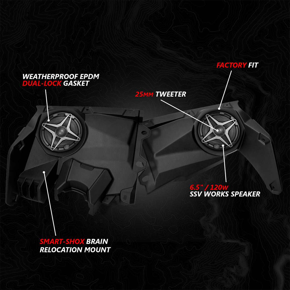 SSV Works '17-'24 Can-Am® X3, Phase-4 A-Spec 5-Speaker 800watt System w/JVC