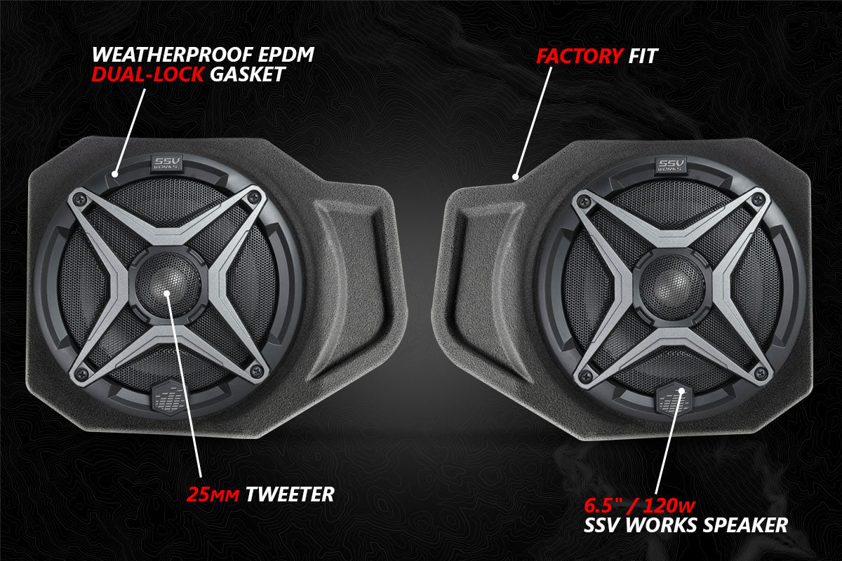SSV Works '18-'24 Polaris Ranger XP 1000 A-Spec SSV Works 3-Speaker Audio System w/JVC