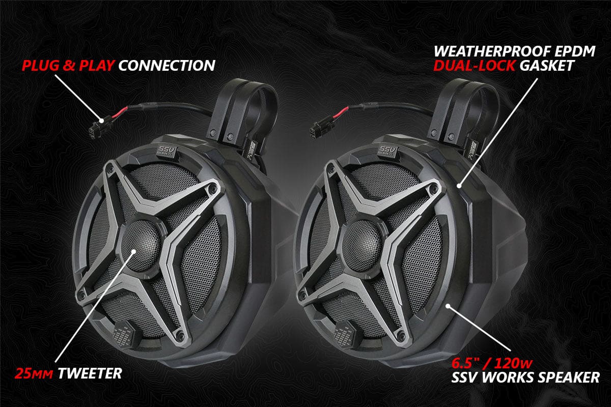 SSV Works '18-'24 Polaris Ranger XP 1000 A-Spec SSV Works 5-Speaker Audio System w/JVC