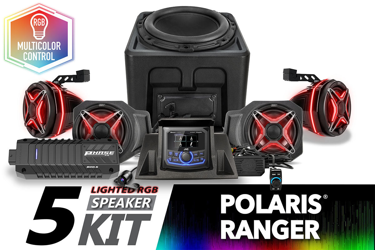 SSV Works '18-'24 Polaris Ranger XP 1000 V-Spec 5-Speaker Audio System w/JVC