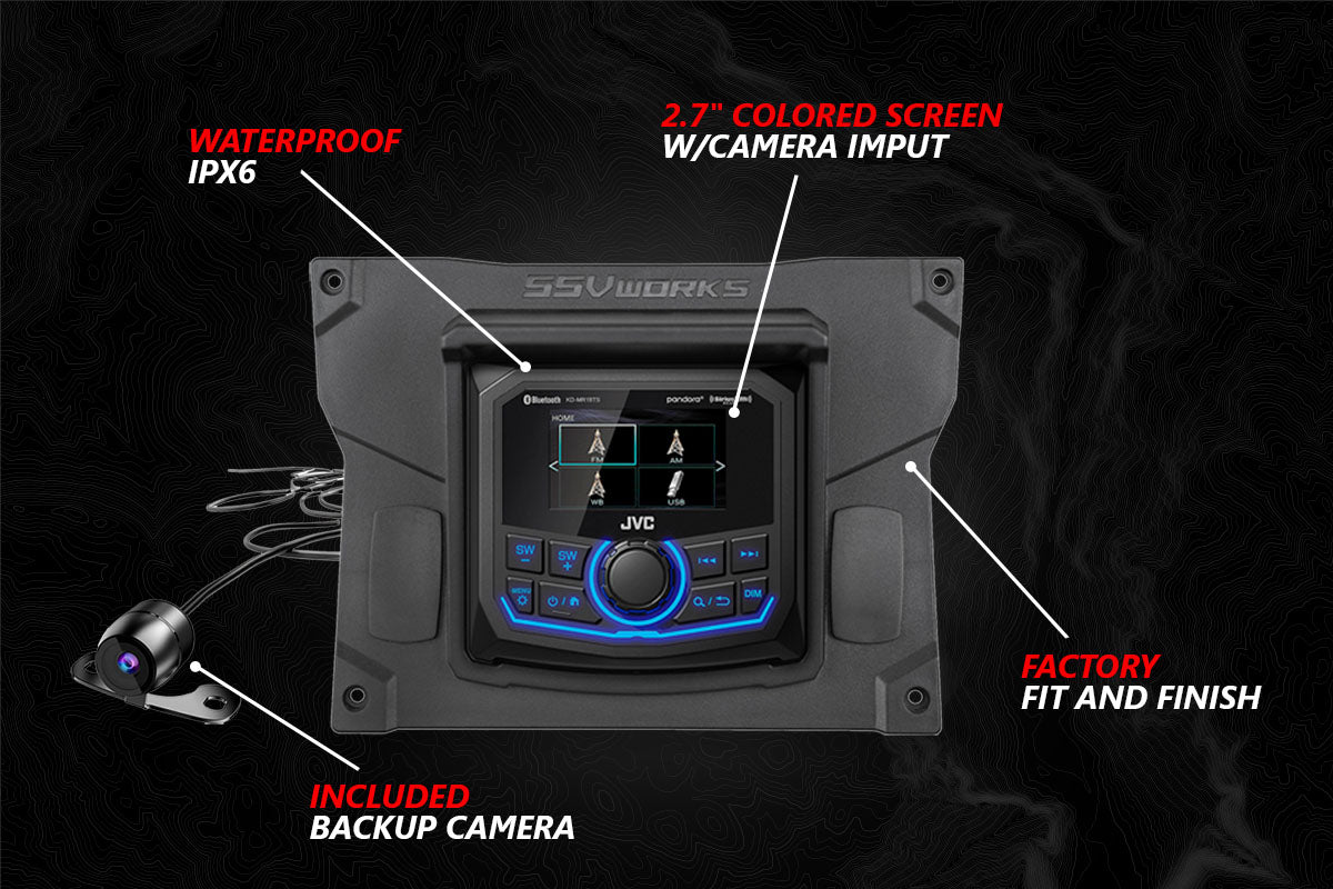 SSV Works '20-'24 Kawasaki KRX 1000 2-Seater V-Spec 3-Speaker Audio-Kit With JVC