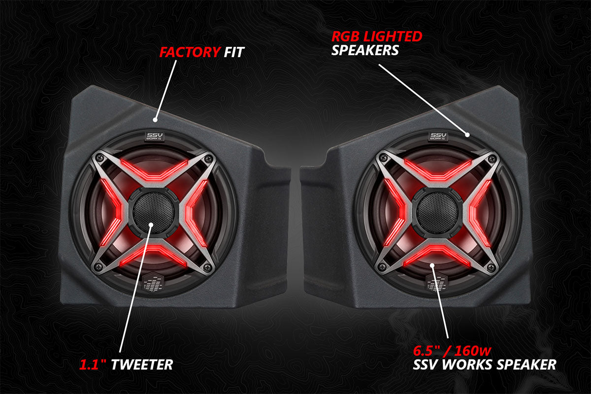 SSV Works '20-'24 Kawasaki KRX 1000 2-Seater V-Spec 3-Speaker Audio-Kit With JVC