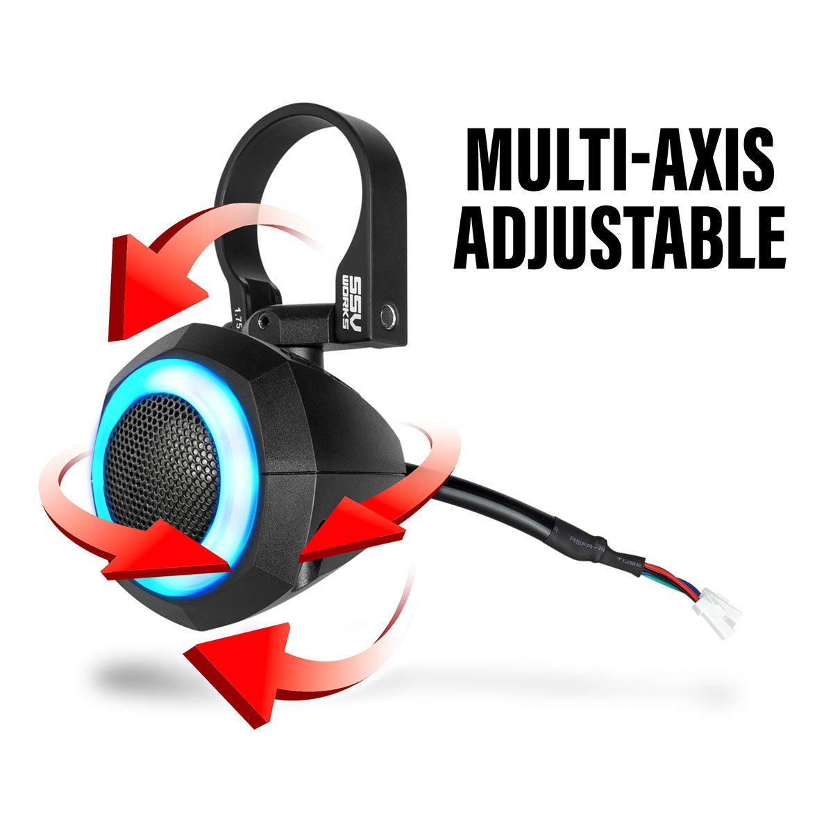 SSV Works Universal 1" Cage-Pod Tweeters w/RGB Ring for UTV Audio Systems