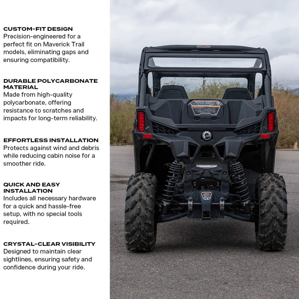 Super Comp '18-'25 Can-Am Maverick Trail Tinted Rear Windshield