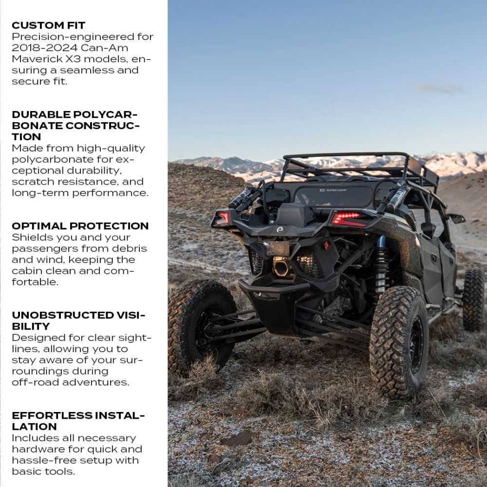 Super Comp '18-'25 Can-Am Maverick X3 Tinted Rear Windshield