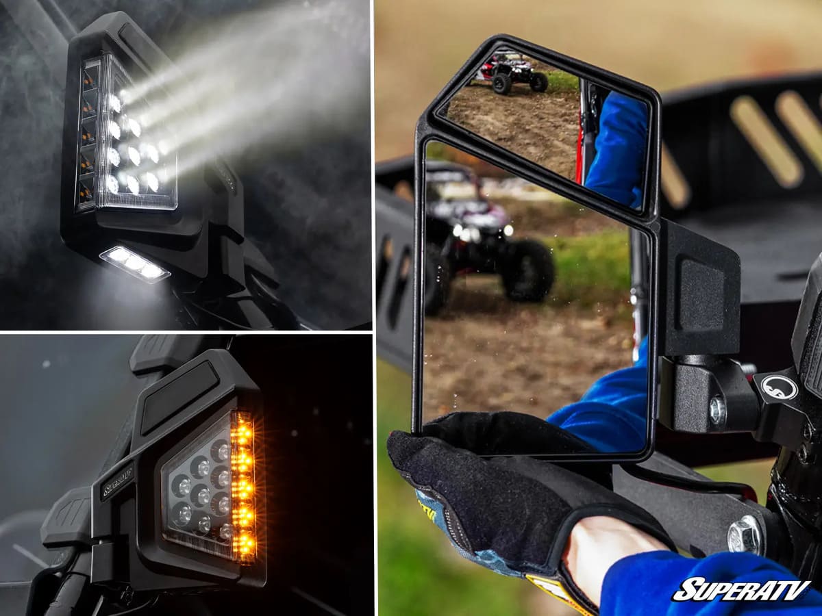 SuperATV Polaris Dual Section LED Side-View Mirrors