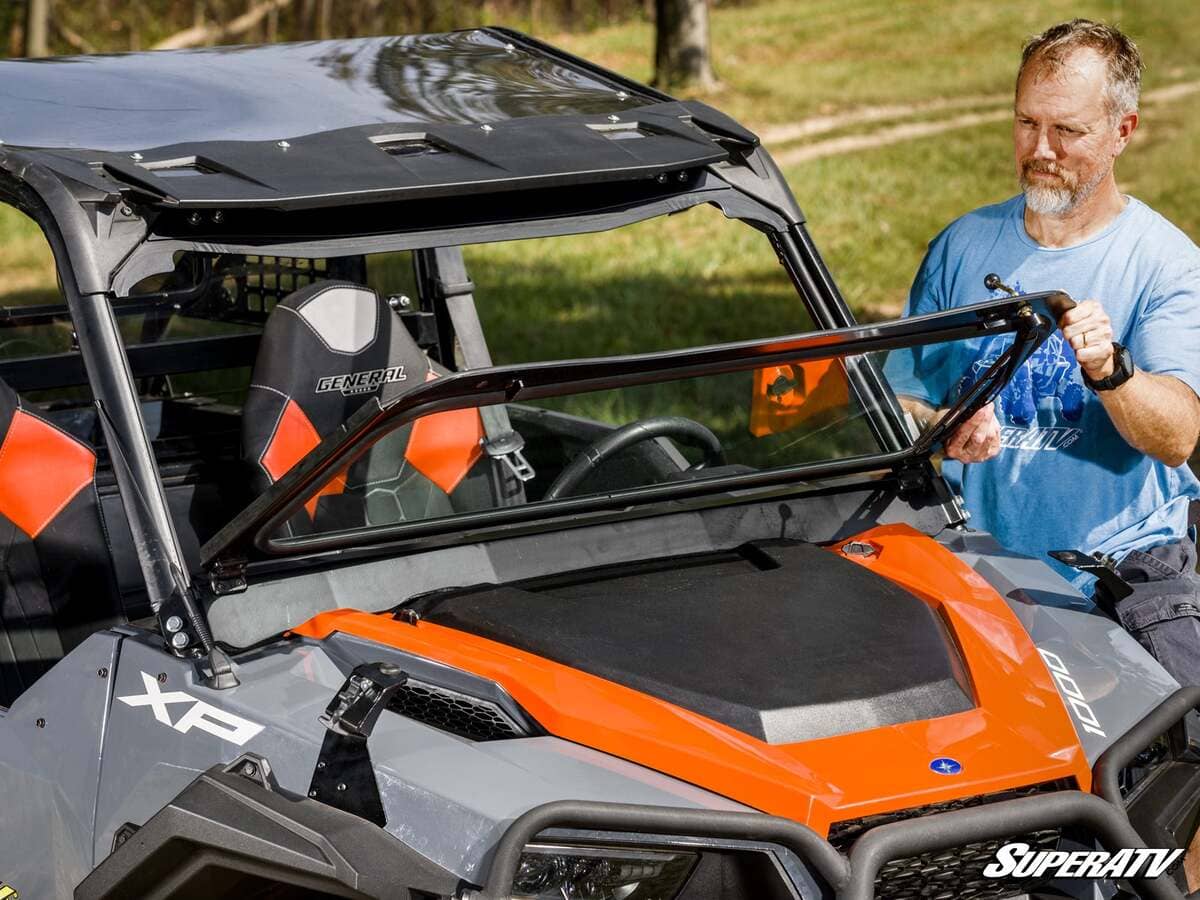 SuperATV Polaris General 1000 Flip-Down Glass Windshield