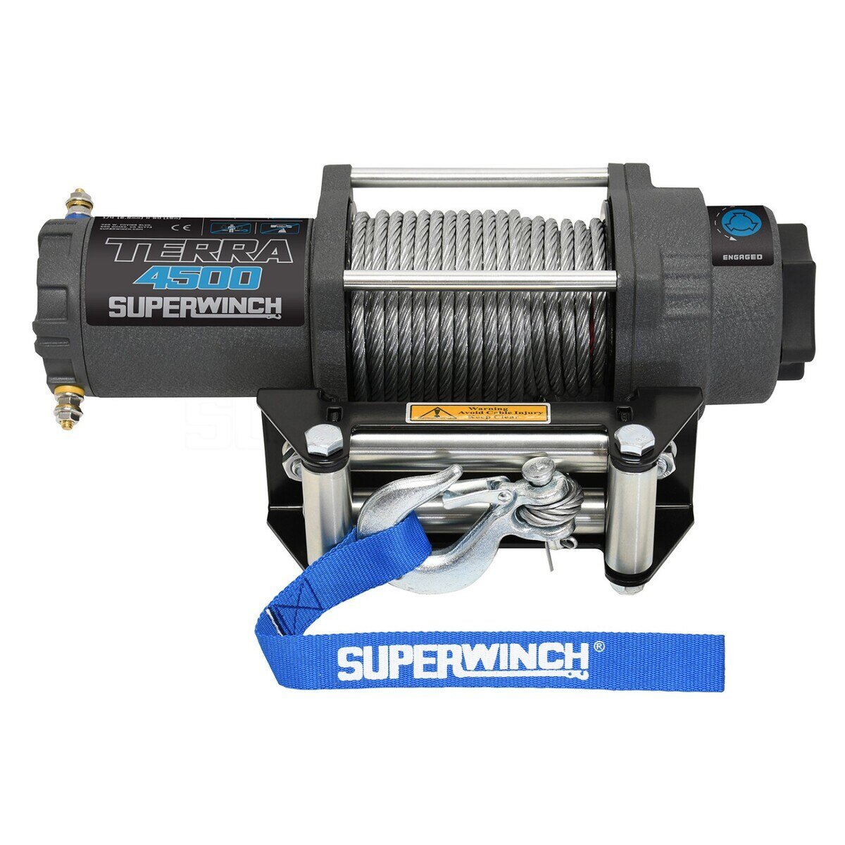Superwinch 4500 LBS 12V DC 15/64in x 50ft Steel Rope Terra 4500 Winch - Gray Wrinkle