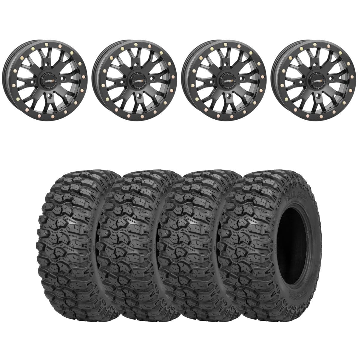 System 3 Black SB-4 Beadlock & Sedona Trail Saw Wheel & Tire Kit