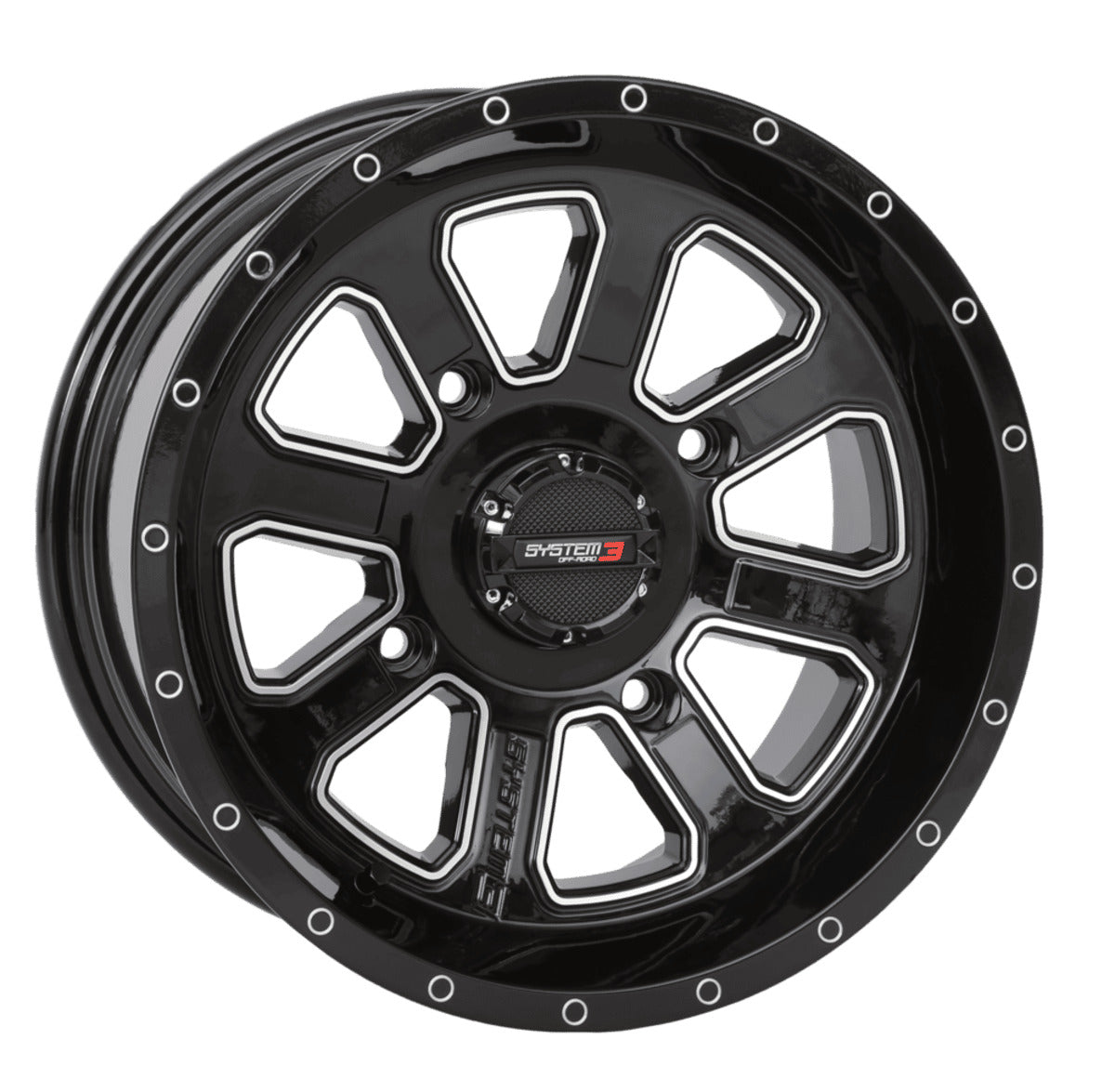 System 3 Gloss Black ST-4 and Maxxis Radial Carnivore Wheel & Tire Kit