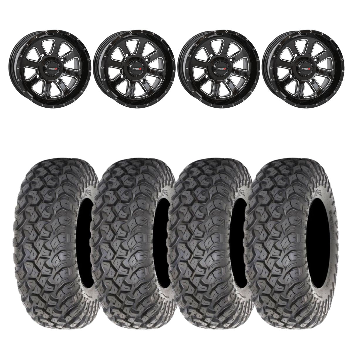 System 3 Gloss Black ST-4 & System 3 Radial RT320 Tires Wheel & Tire Kit