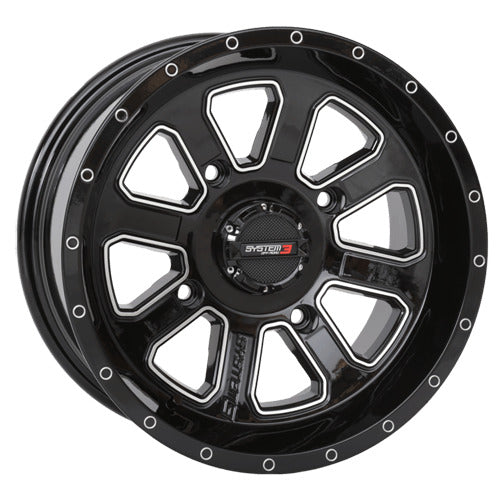 System 3 Gloss Black ST-4 & System 3 Radial XCR350 UTV Wheel & Tire Kit