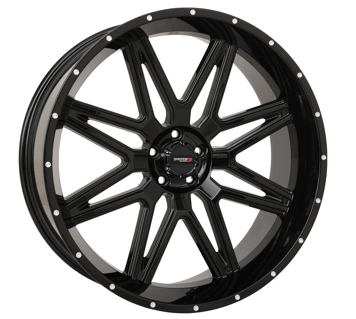 System 3 Gloss Black ST-7 & System 3 XT400W Xtreme Mud Wheel & Tire Kit
