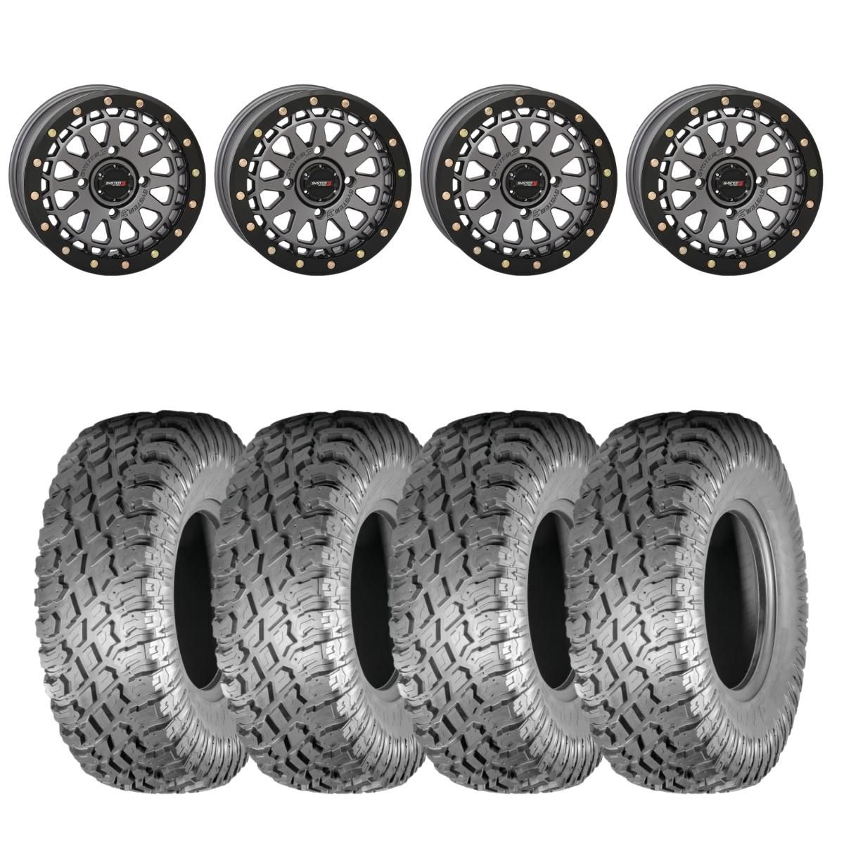 System 3 Gunmetal Grey SB-6 Beadlocks & Atturo Trail Blade X/T Wheel & Tire Kit