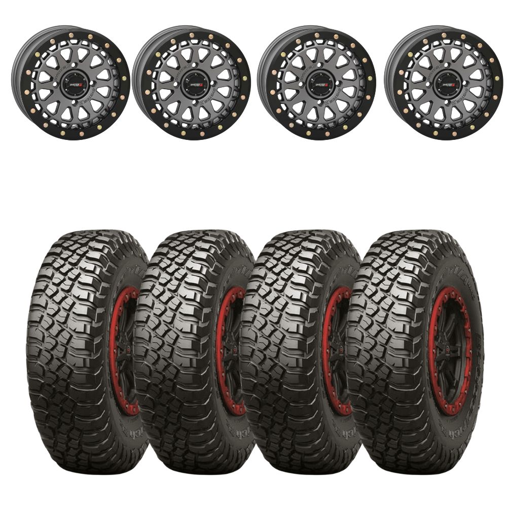 System 3 Gunmetal Grey SB-6 Beadlocks & BFGoodrich Mud-Terrain T/A KM3 Wheel & Tire Kit