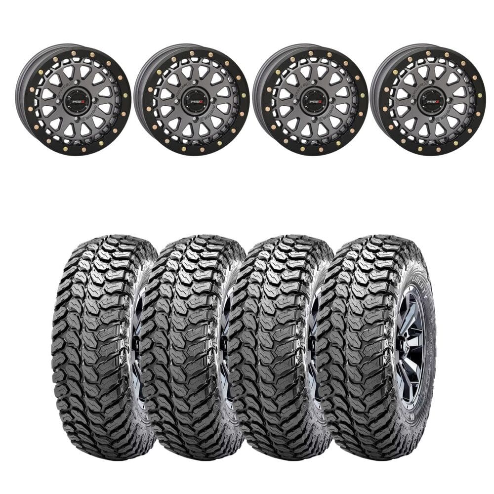 System 3 Gunmetal Grey SB-6 Beadlocks & Maxxis Liberty Performance Off Road Wheel & Tire Kit