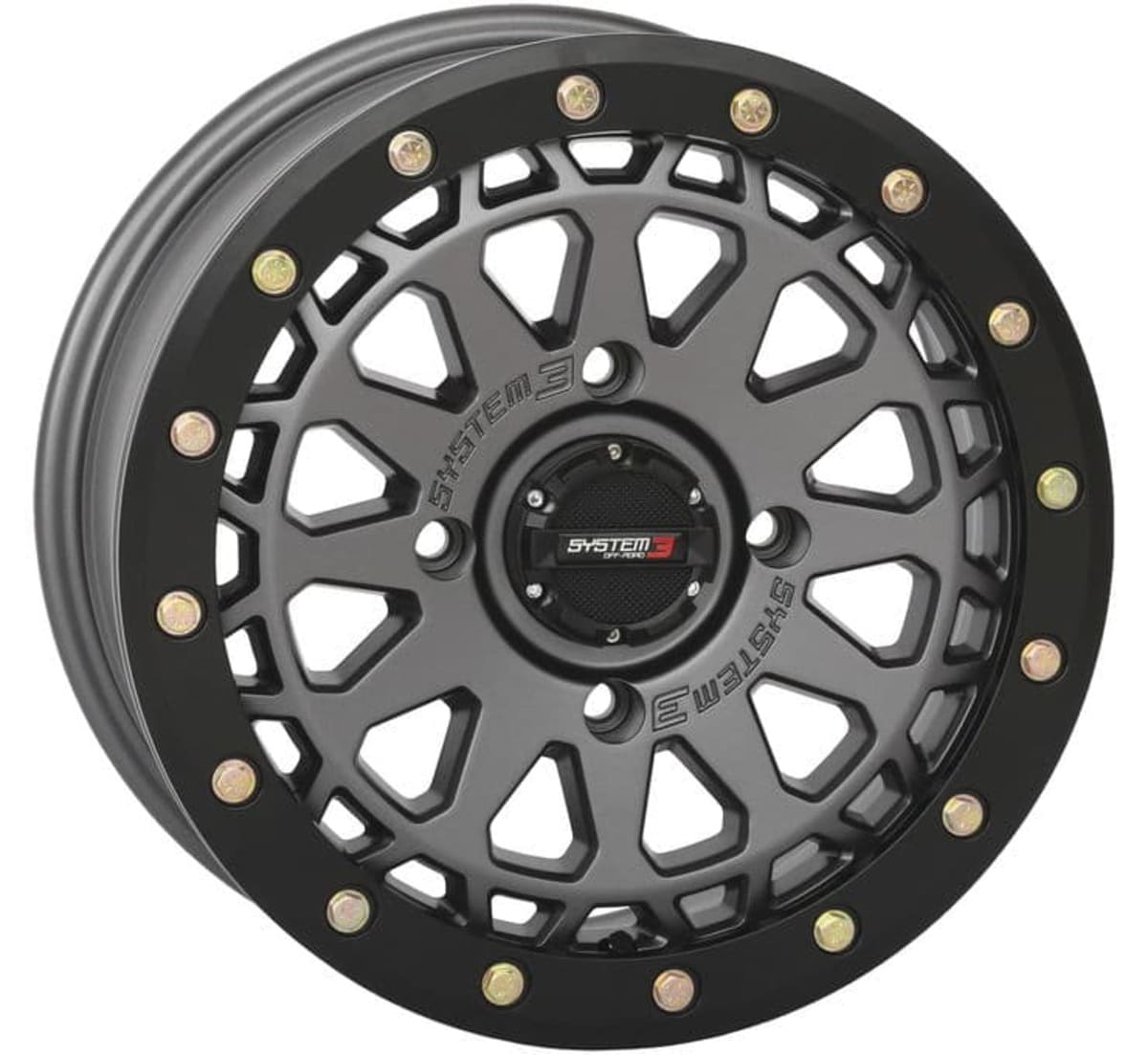 System 3 Gunmetal Grey SB-6 Beadlocks & Sedona Trail Saw Wheel & Tire Kit