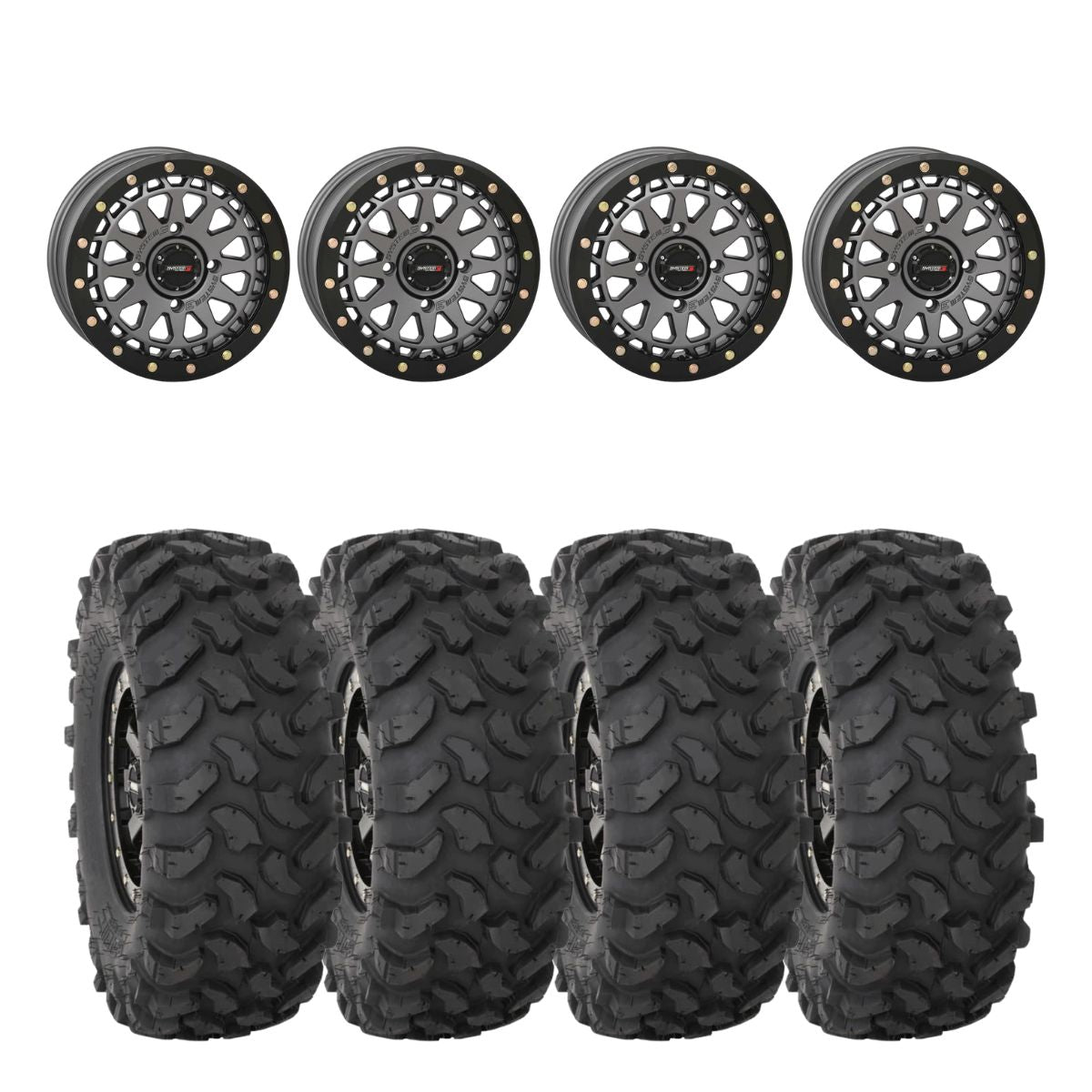 System 3 Gunmetal Grey SB-6 Beadlocks & System 3 Offroad XTR370 Wheel & Tire Kit