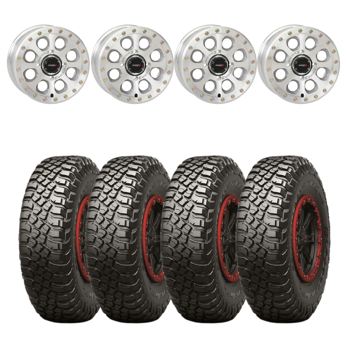 System 3 Machined SB-7 Beadlock & BFGoodrich Mud-Terrain T/A KM3 Wheel & Tire Kit