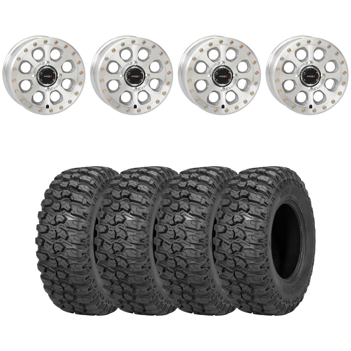 System 3 Machined SB-7 Beadlock & Sedona Trail Saw Wheel & Tire Kit